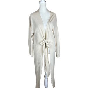 Mango MNG Cream Tie Front Duster Cardigan S